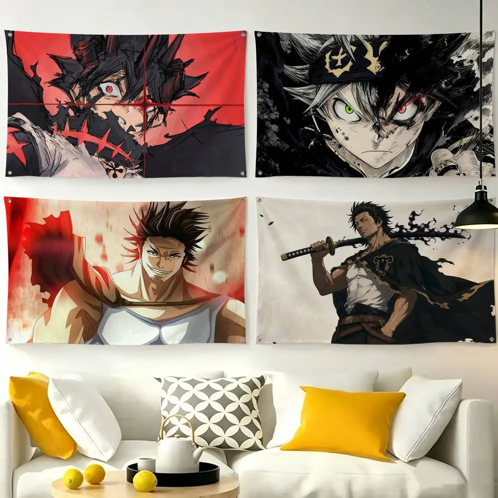 Hot B-Black Clover  Flags for Bedrooms Home Decor Items Outdoor Decors Garage Decoration Flaga