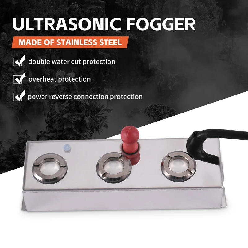 

Mist Maker 3 Head Mist Maker Ultrasonic Mist Fogger Air Humidifier Water Fountain Fog Maker Machine Stainless Steel Fogger