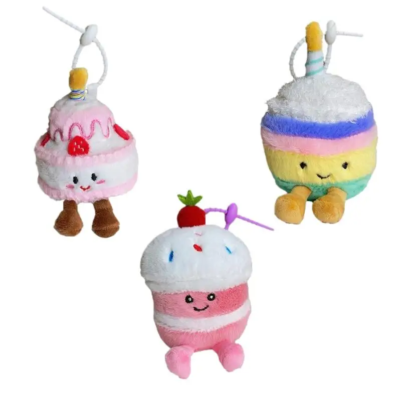 

Cute Cartoon Cake Plush Keychain Kawaii Dessert Doll Pendant Backpack Hanging Ornament Birthday Bag Decoration Accessory