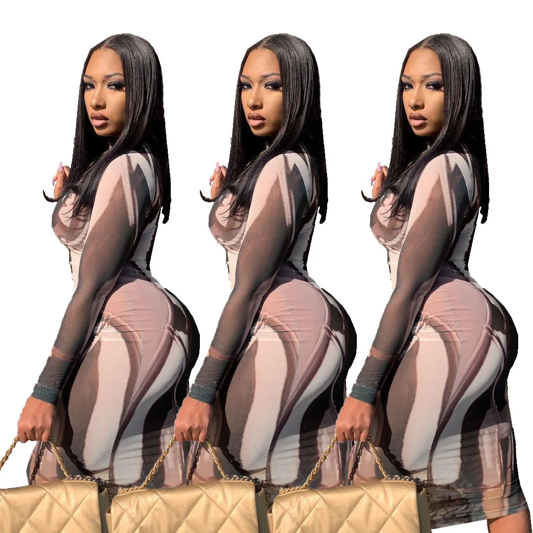 Sexy estampado largo Sve Dr para mujer Otoño Invierno Ele cintura alta tejido Thi poliéster envolvente alrededor de la falda