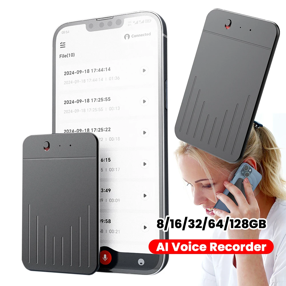 

AI-диктофон с управлением через приложение, транскрипцией и суммаризацией с помощью ChatGPT, устройство для AI-записи и заметок, поддержка более 80 языков