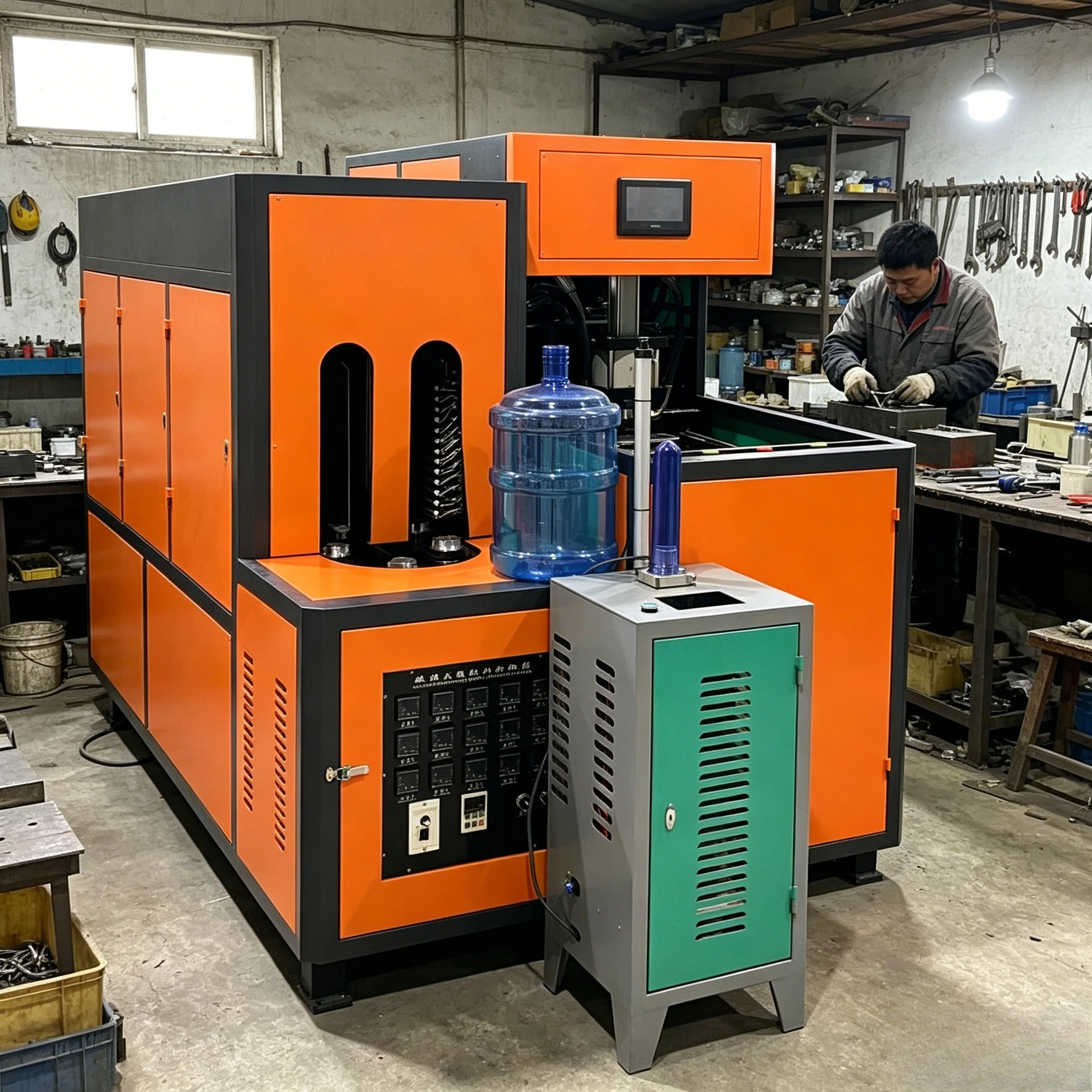 Semi Automatic 20L Plastic Drinking Water Beverage Bottle Blowing Machine / 5 Gallon Bottle Blow Moulding Machine Customized