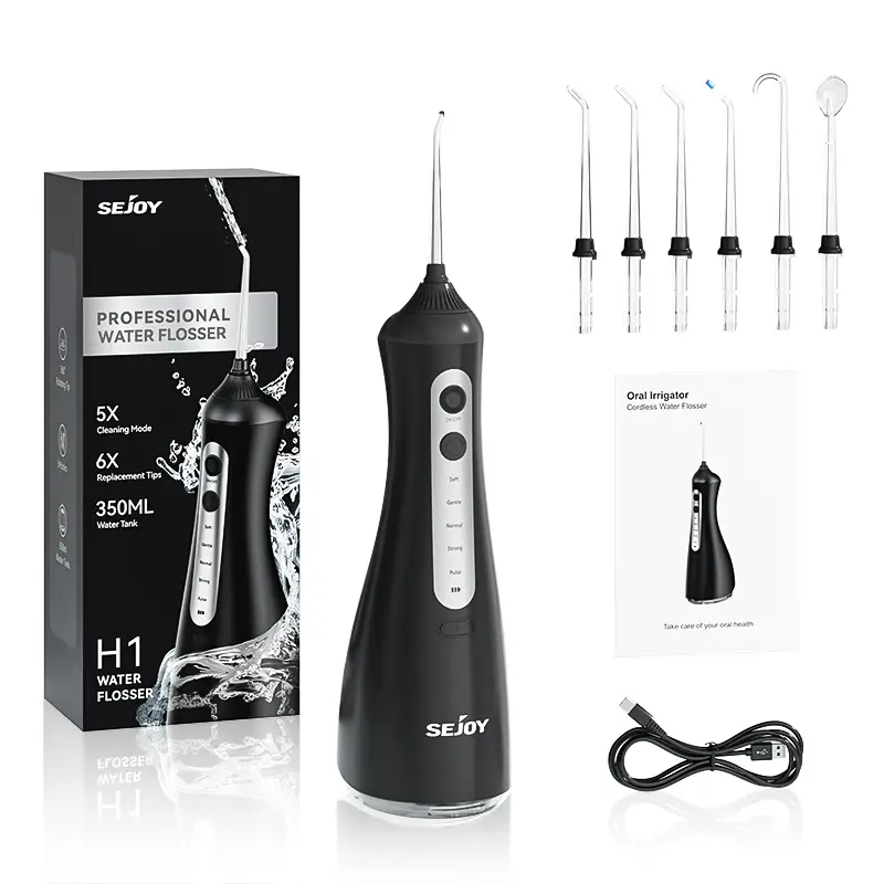 Cordless Water Flosser with 6 Jet Tips, 6 Modes, 350ml Tank