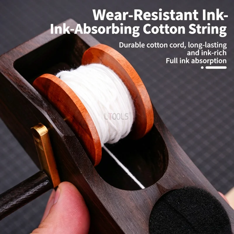 Streamlined Carpenter's Ink Marker Ebony Wood Chalk Line Reel Hand Crank Woodworking Marking Tool Manual Retractable Scriber