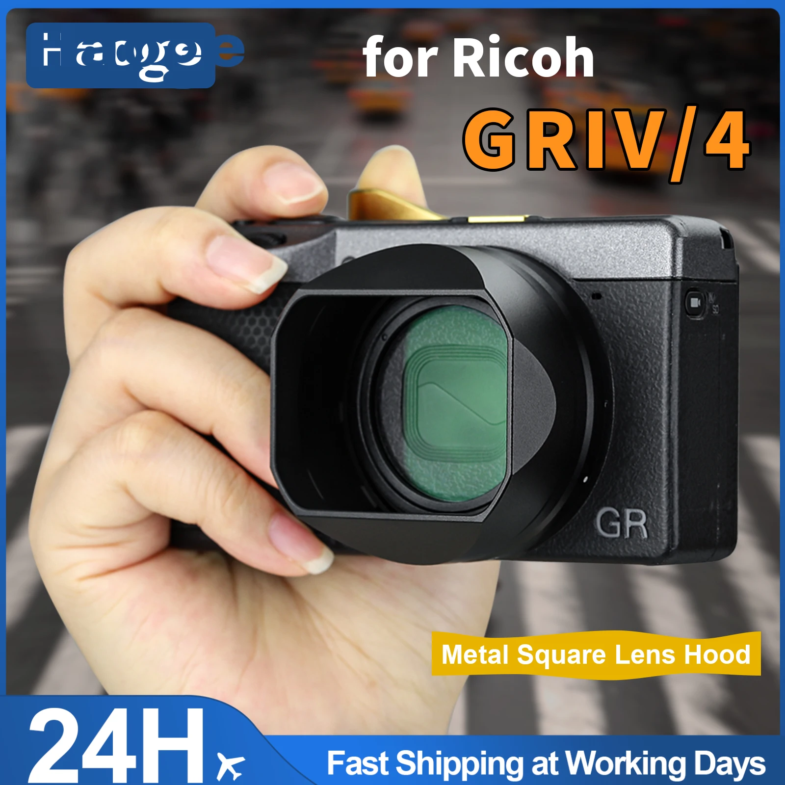 

Ретро-металлическая квадратная бленда Haoge для объектива RICOH GR IV GR4 HDF, защитный аксессуар для байонетных объективов