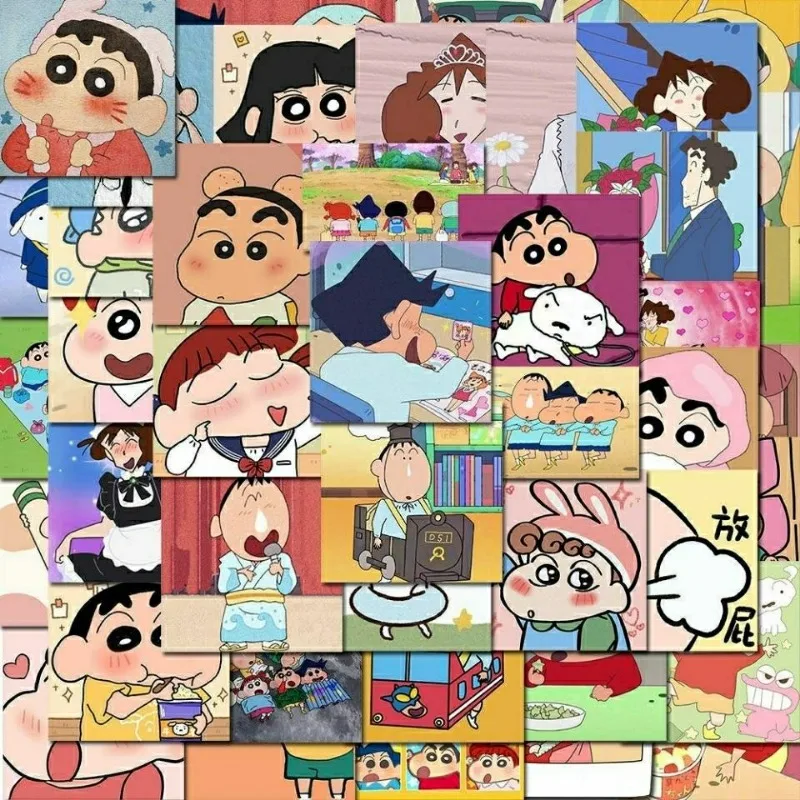 50 шт. Мультяшные милые стикеры Crayon Shin-chan, зеркальные наклейки, оптовая продажа