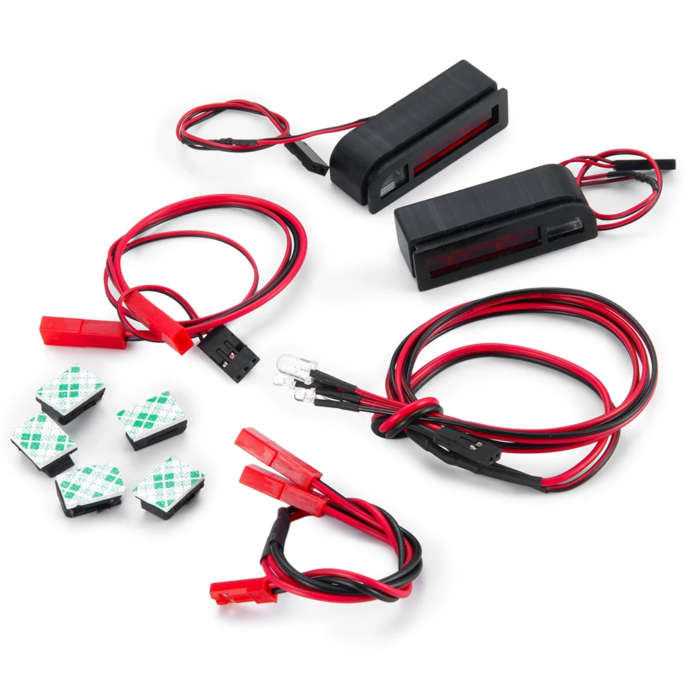 TRINOOD Front Rear LED Lights & Power Supply Set Headlights Taillights for 1/10 Scale Brushless Truck Drag Slash Upgrade Parts