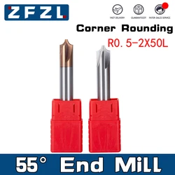 1pcs Corner Rounding Cutter R0.5-R2 50L inner radius chamfer tools solid carbide end mills deburring Router Bit