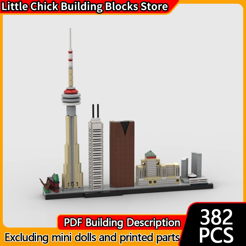 

Модель City Street View MOC, строительные кирпичи, Toronto Skyline, модульная технология, детские праздничные подарки, сборные игрушки, костюм