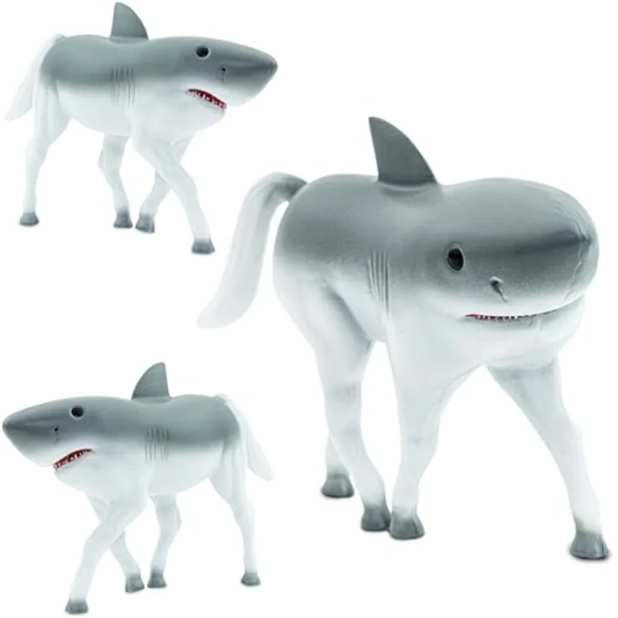 

Horse and Shark Hybrid Realistic Animal Toys - Unique Mix of Safari Toys and Farm Animals Small Figurines - Hork Mini Figures f