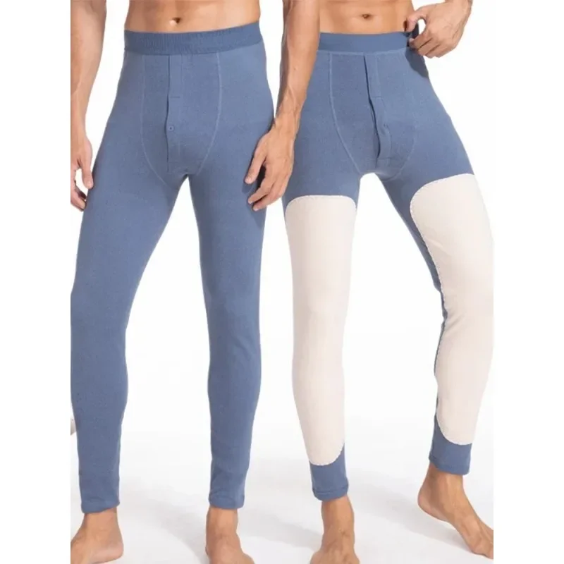 

Autumn and Winter Men's Thick Knee Pads Warm Base Windproof and Breathable Thick Wool Slim Fit and Comfortable Warm Pants