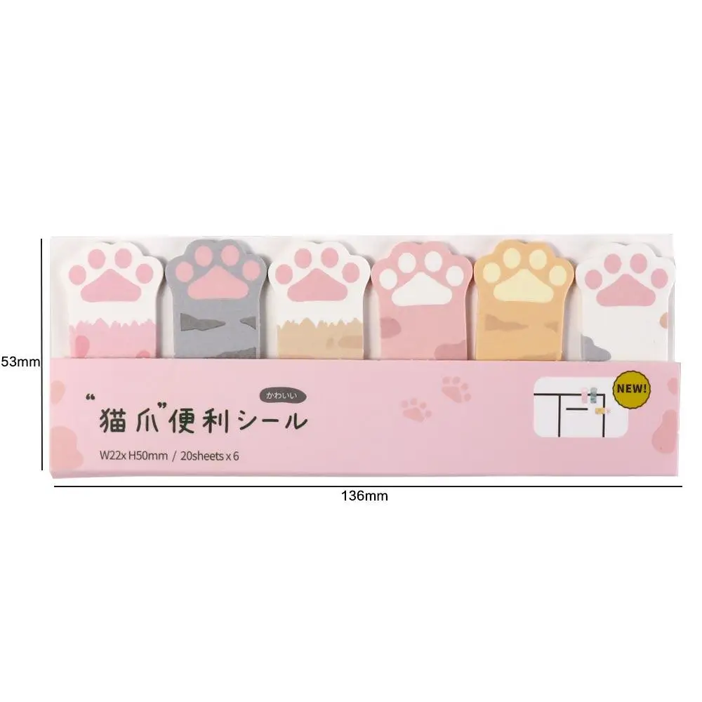 Sticky Notes Memo Pad fiocchi fissi Scrapbook Cute Cat Paw Index segnalibri decorativi autoadesivi portatili Kawaii Sticky