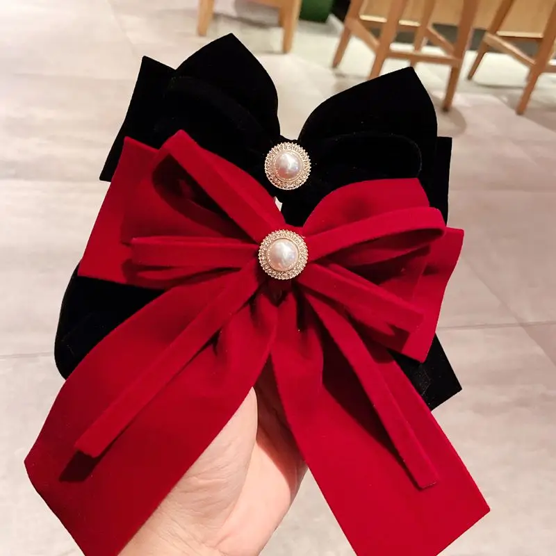 

Female Fashion Solid Color Velvet Hair Clip Big Bowknot Hairpins Women Elegant Barrette Girls Ponytail Headwear Hair Accessories