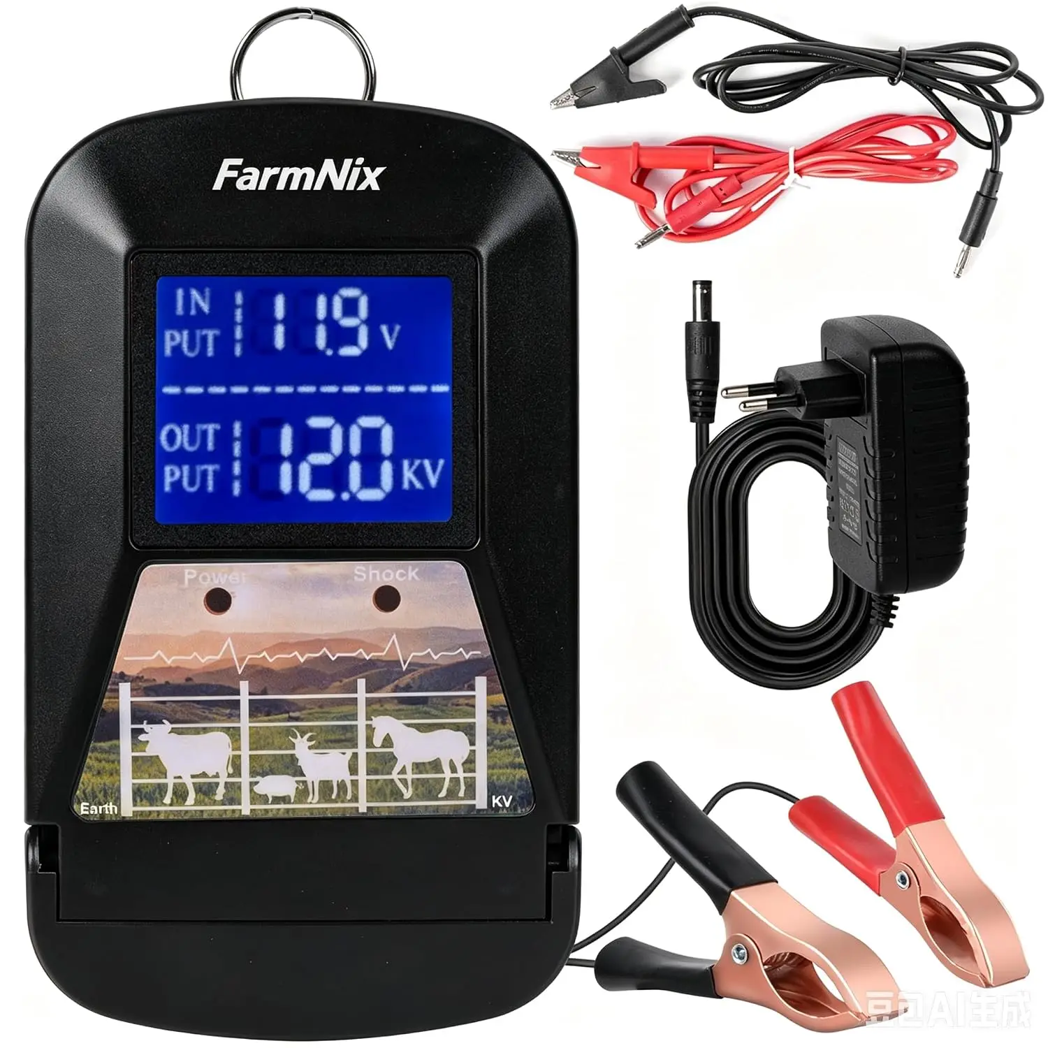 24KM Electric Fence Charger Dual Display 3J Fence Charger for 24-Hour Uninterrupted for Protection of Livestock Farm Tool