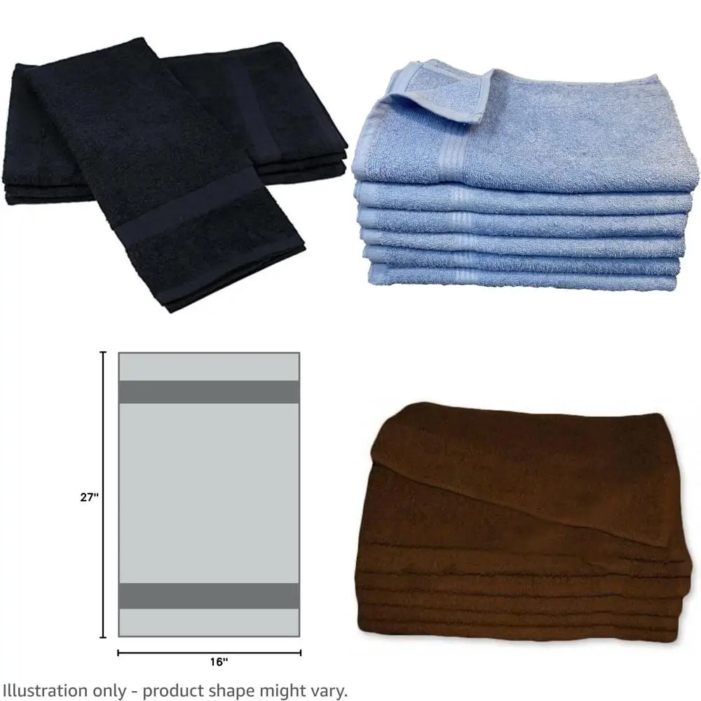 

Cotton Hand Towels 16x27, Pack of 36, 60, or 120 for Bathroom and Salon Use, Black