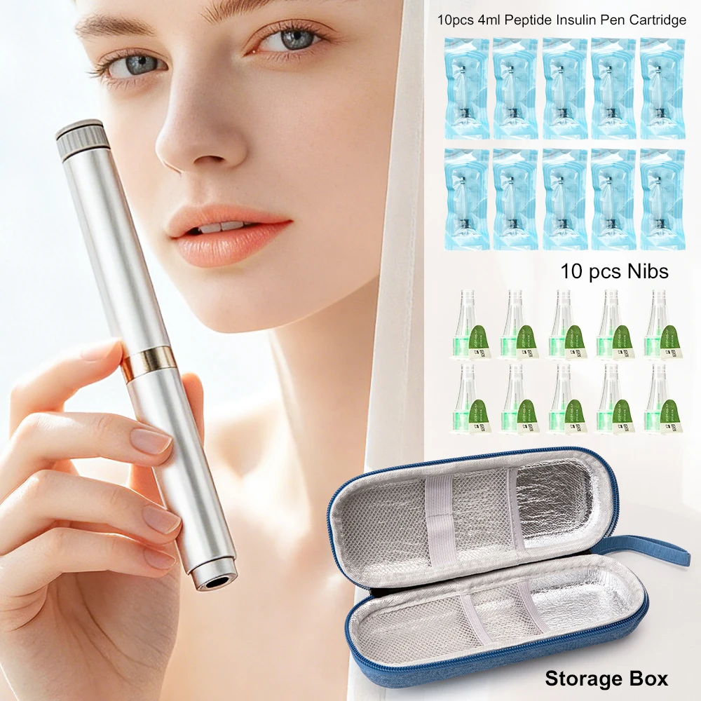 Reusable Pen Injector with Box 10Pcs 3Ml Cartridges Set Portable Insulin Injection Pens Peptide Pen Dose Control Injection Pens
