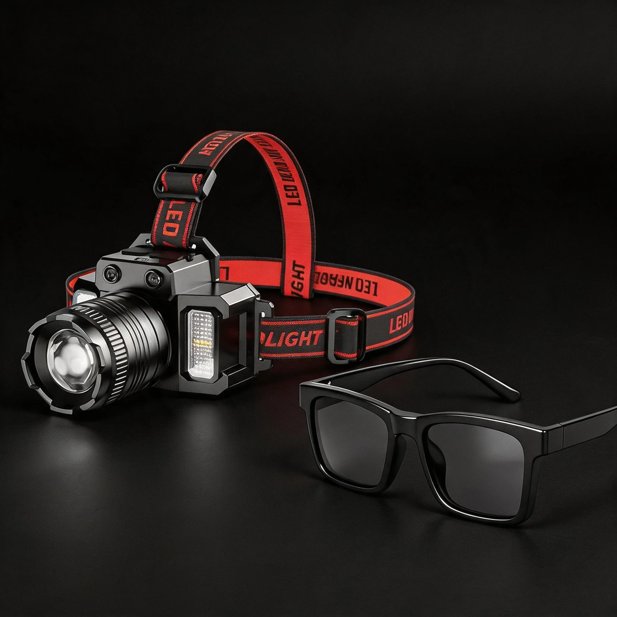 Narkasy Tattoo Headlamp with Polarized Glasses, Rechargeable LED Tattoo Work Light Kit, Anti-Glare Hands-Free Lighting