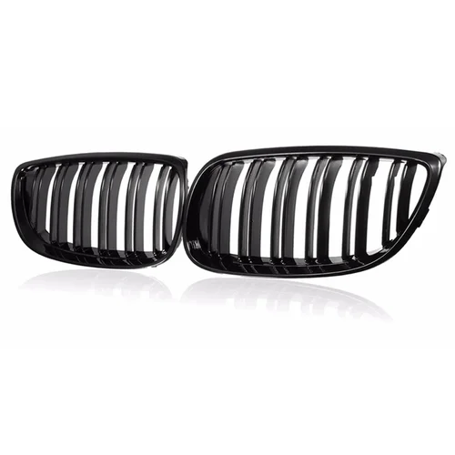 Imagen 2 del producto Parrilla de riñón de parachoques delantero para BMW E92 E93 M3 2006-2009, rejilla de doble línea negra brillante, pieza de repuesto de rejillas de carreras de estilo de coche
