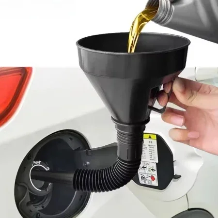 Herramienta de embudo de llenado de gasolina y aceite para coche, camión, motocicleta, con manguera de colador de tubo de extensión de filtro para fácil repostaje