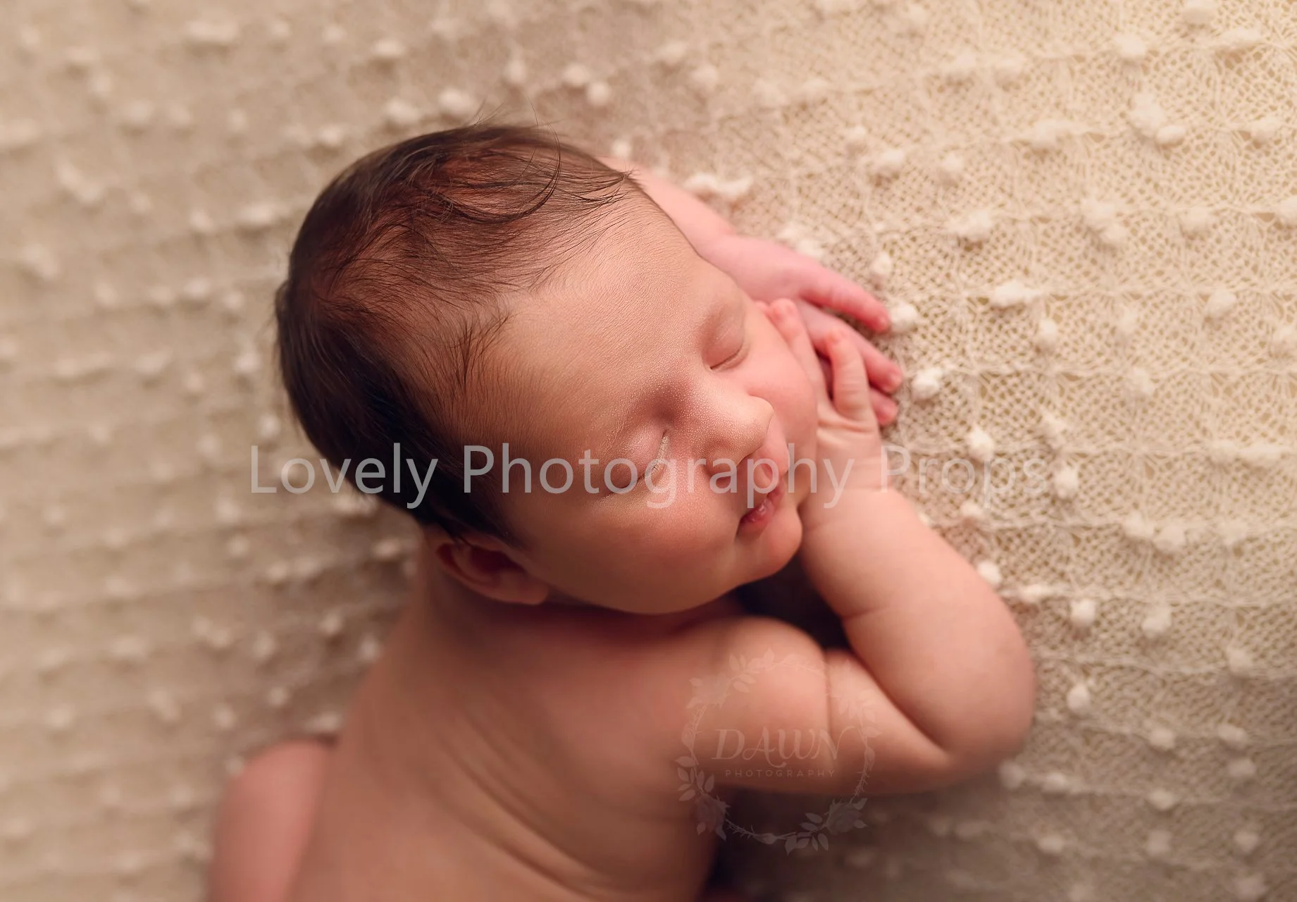 creamy Dottie Knit Newborn photography Backdrop beanbag posing Blanket Props Studio 150*160cm