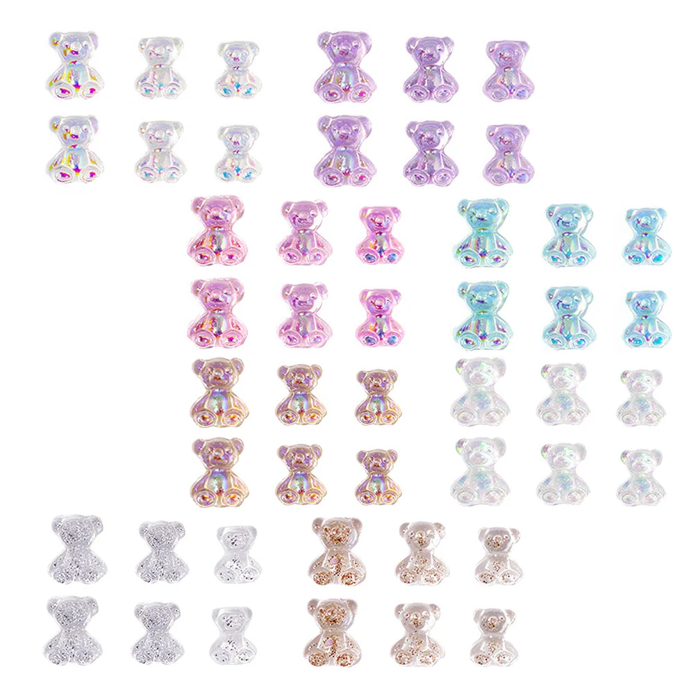 

100 Pcs Nail Bear Accessories Rhinestones for Nails Manicure Decors Resin Charms Modeling Decals DIY Patches