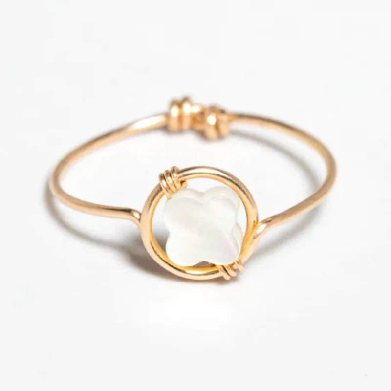 14K Gold Filled Mother of Pearl Ring Dainty Stacking Ring Minimalist Personalized Designer Jewelry Gift for Women