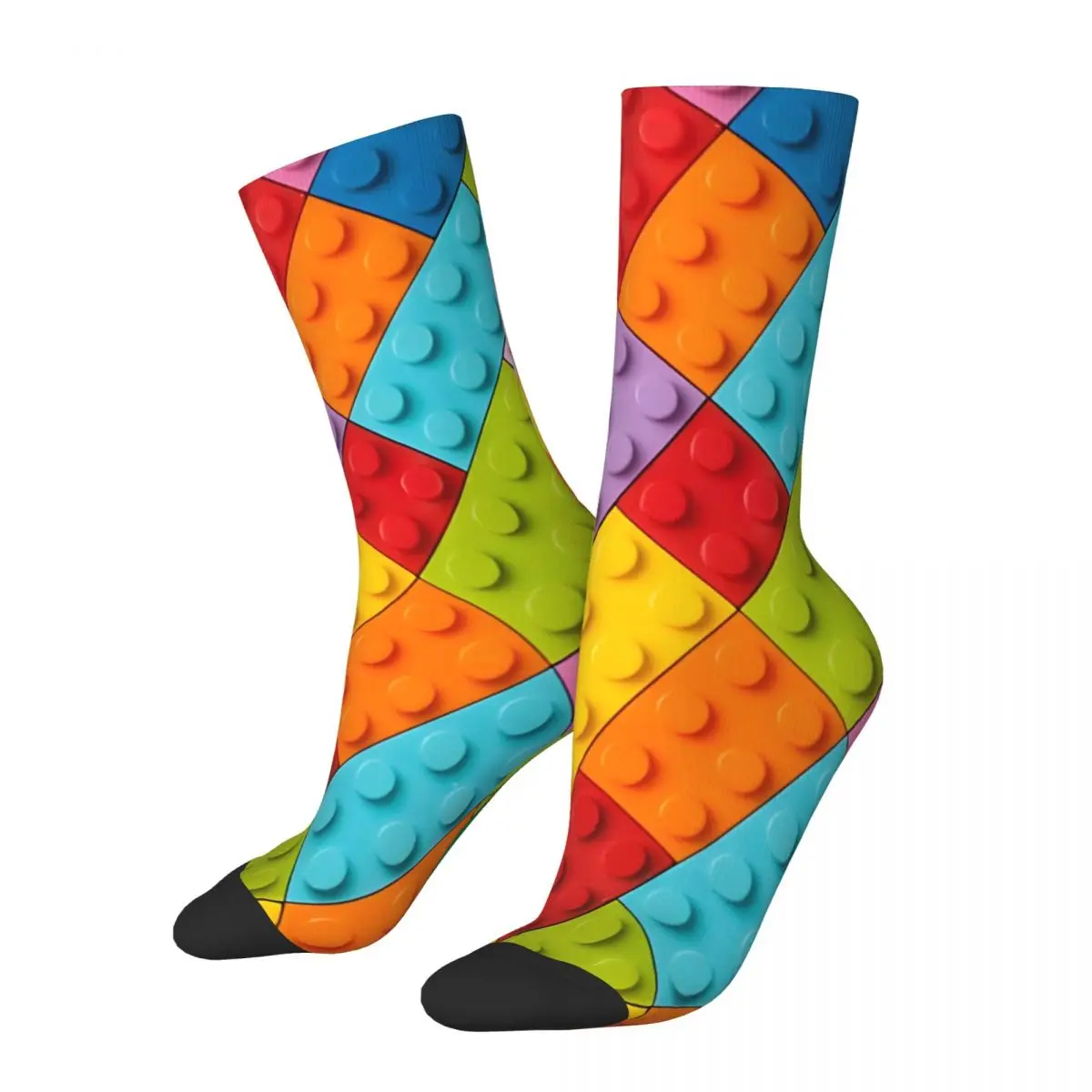 Blocks In Different Colors Socks Travel 3D Print Boy Mid-calf Sock