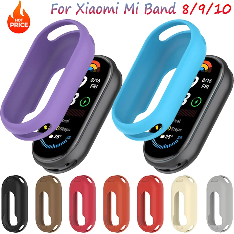 Funda de silicona suave para Xiaomi Mi Band 10/9/8, carcasa protectora hueca antiarañazos para Mi Band 8/9/10, accesorios protectores