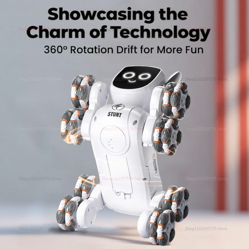 2025 جديد ثمانية عجلات الاطفال روبوت للتحكم عن بعد الكلب قابلة للشحن الموسيقى LED لعبة تعمل بالريموت هدية للأطفال حفلة عيد ميلاد اللعب متعة