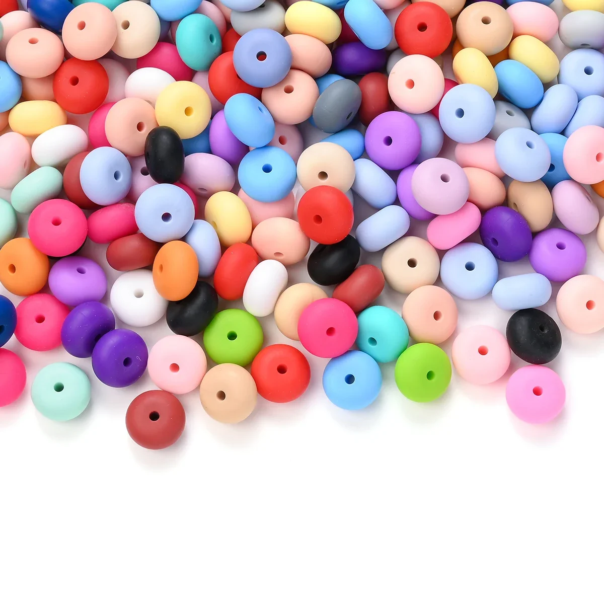 14mm 80Pcs Mini Abacus Silicone Beads Food Grade Saucer Loose Beads for Baby Teether Necklace Pacifier Clip Jewelry Making