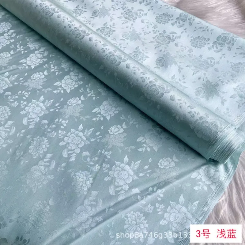 19  momme stretch satin flower-patterned cheongsam silk fabric breathable and drape jacquard