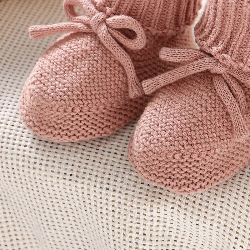 First Walkers Soft Bottom Infant Unisex Footwear 0-18m Child Booties Baby Shoes Solid Color Knitted Newborn Boys and Girls Boots