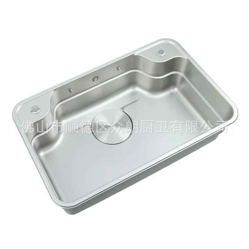 

Stainless steel large single tank integrated stretching sink kitchen vegetable basin