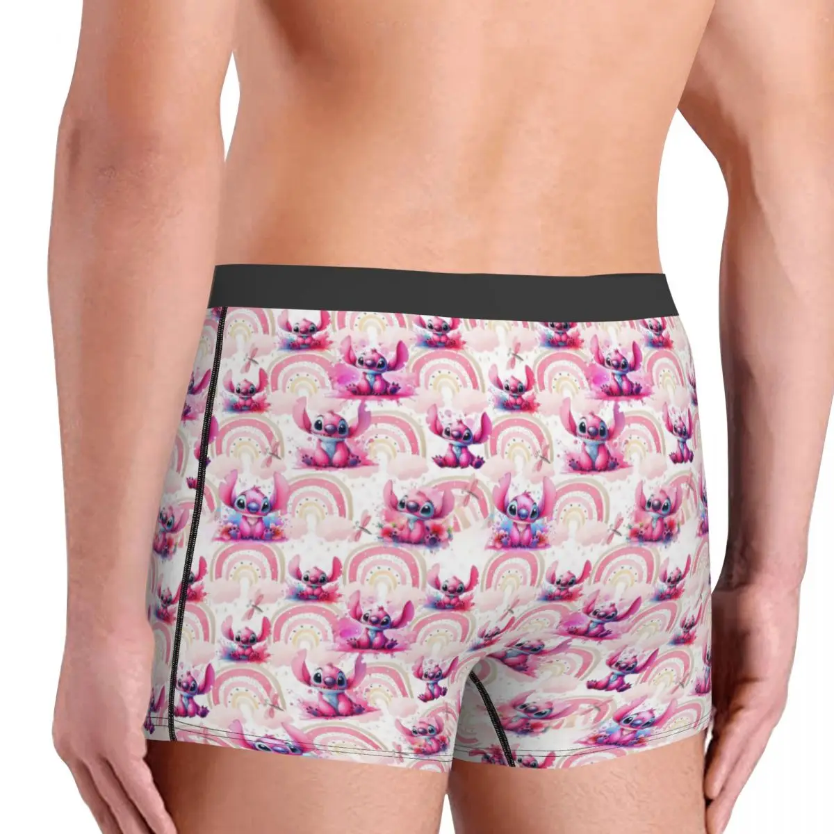 Custom Stitch Desenhos animados Boxers, Shorts de Roupa Interior Masculina, Cuecas Cool, Cuecas