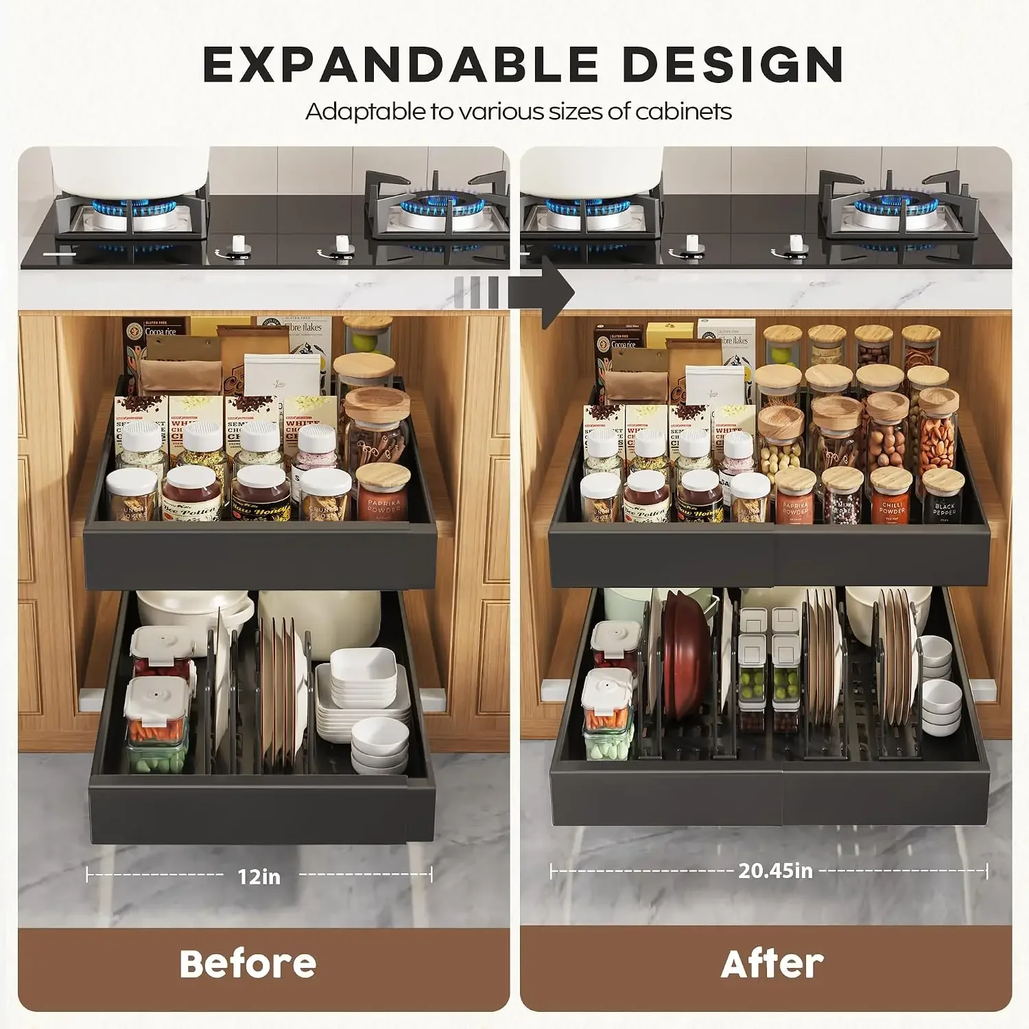 4Pack Expandable Pull Out Cabinet Organizer 21