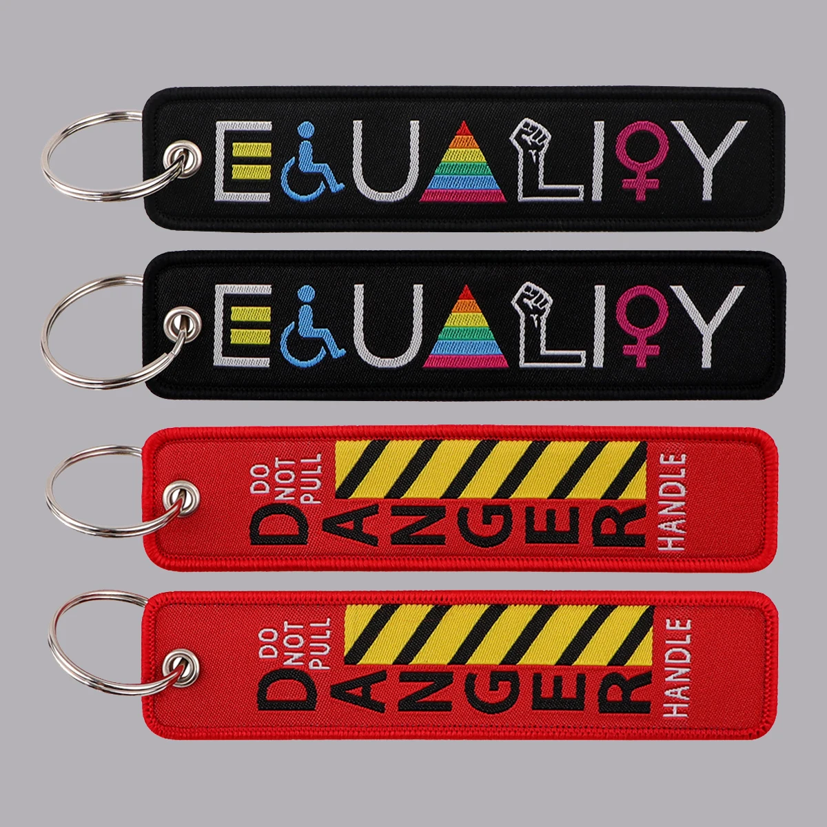 

Warning Sign Embroidery Key Fobs Disability Awareness Key Tags Keychain For Motorcycles Cars Key Ring Gay Jewelry Chaveiro Gifts