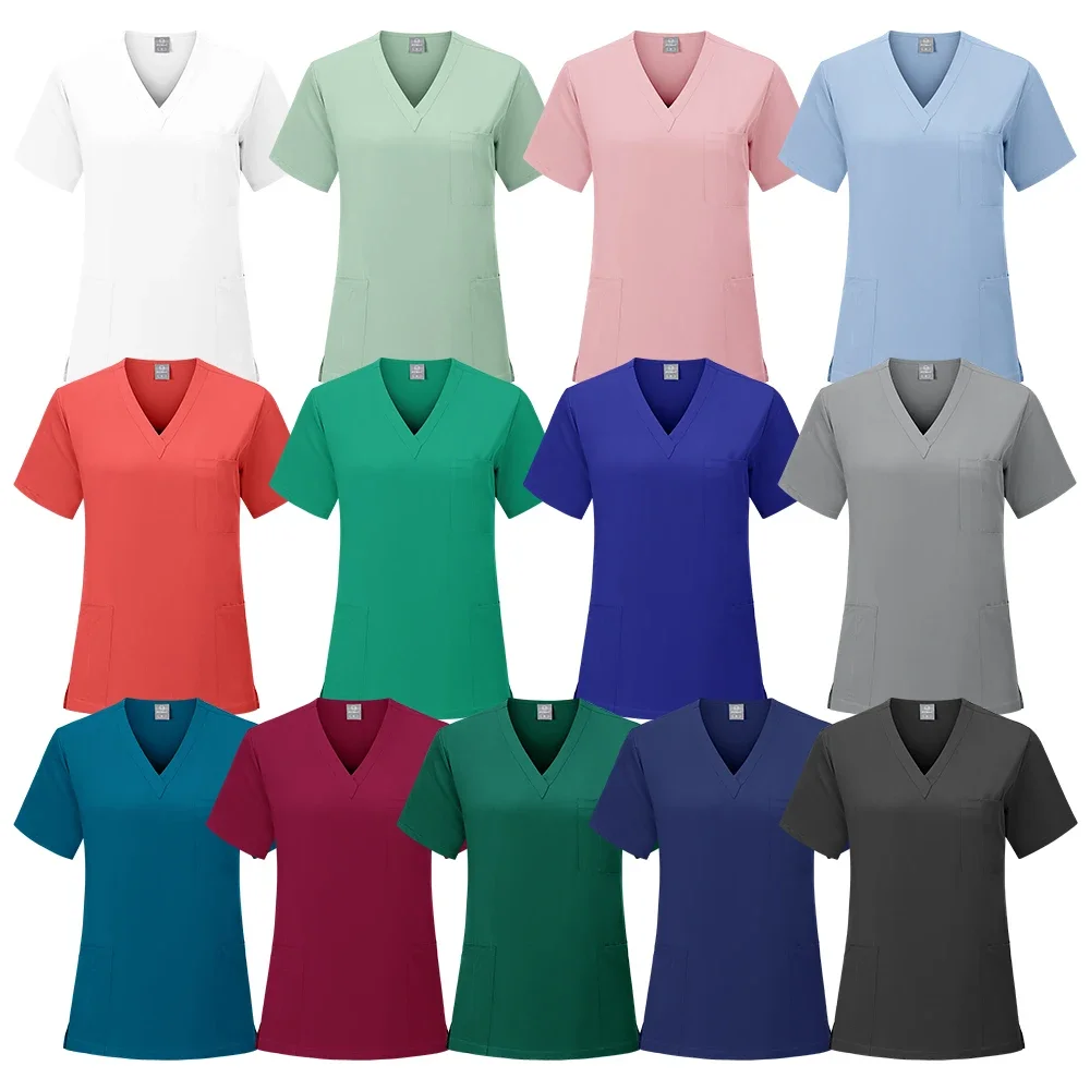 Unisex manga curta enfermeira uniforme, Medical Scrubs conjuntos, Multicolor, Hospital, Doutor, Workwear, Oral, Dental, Cirurgia