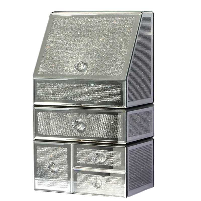 

French cosmetics storage box, high-grade light luxury dresser, skin care products, large-capacity dust-proof rack
