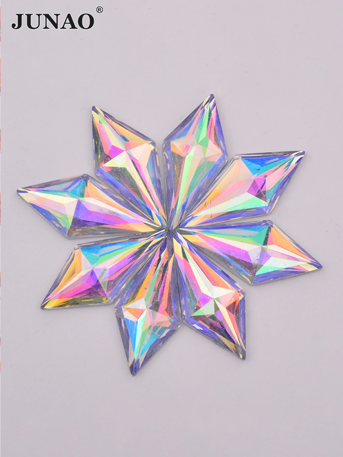JUNAO 40pcs 10*22mm Crystal AB Rhombus Rhinestone Flatback Strass Stone Glitter Resin Crystals Gems for Clothing Decoration