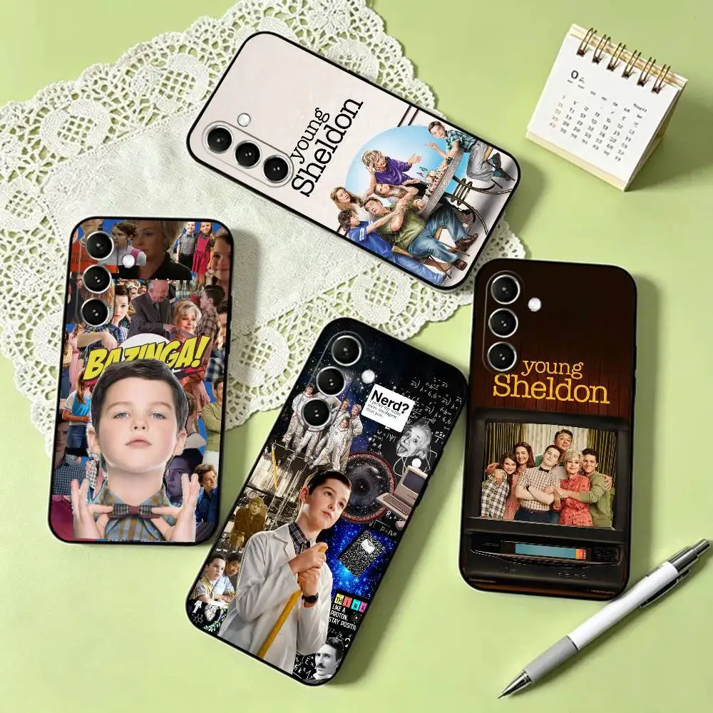 Capa de telefone Young S-Sheldon TV Series para Samsung Galaxy A73, A72, A71, A70, A53, A52, A51, outras capas pretas macias