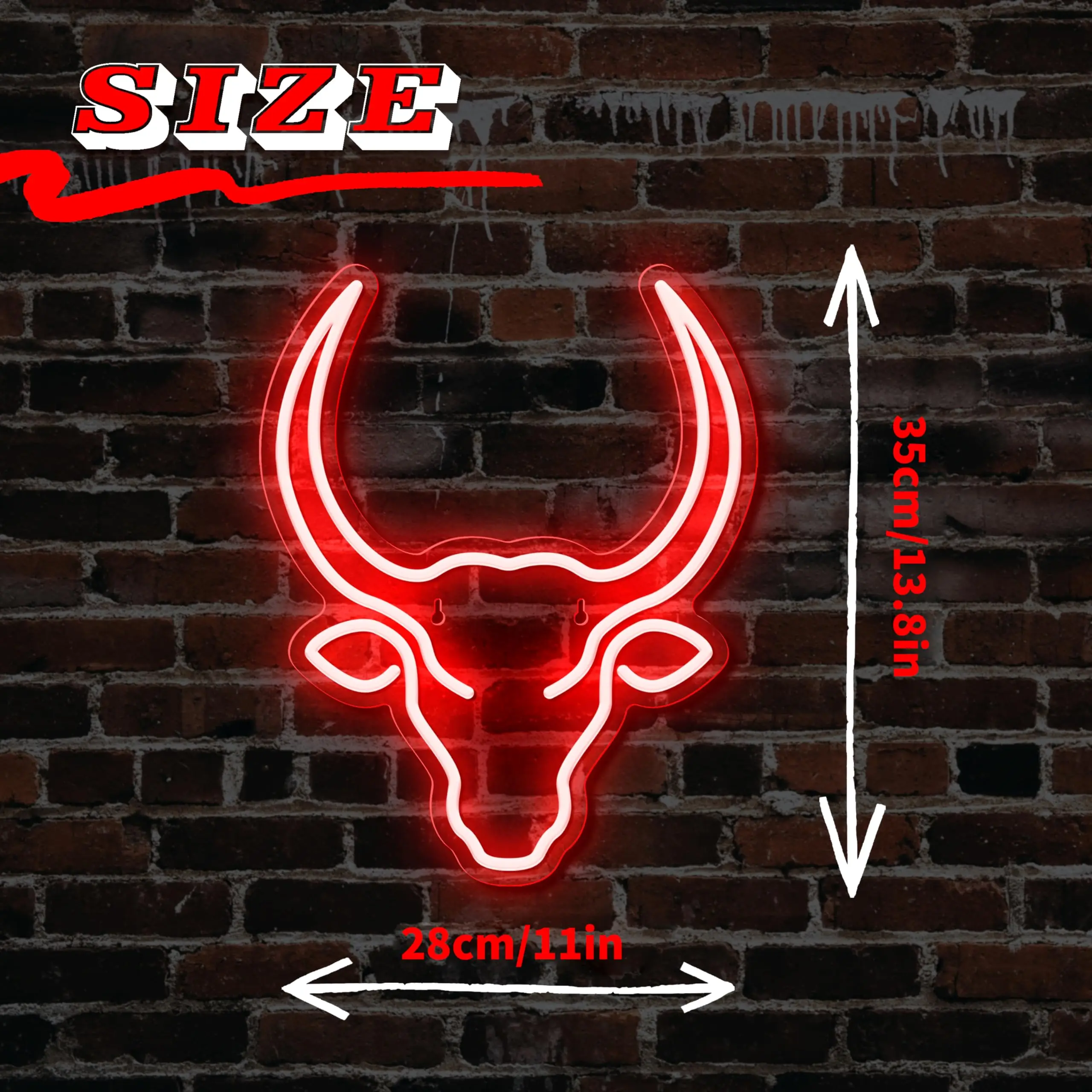 Bull Skull Neon Sign,Bull Cow Skull Head Led Neon Signs for Wall Decor,  Man Cave Bar Pub Beer Gift Bedroom Office Home Party