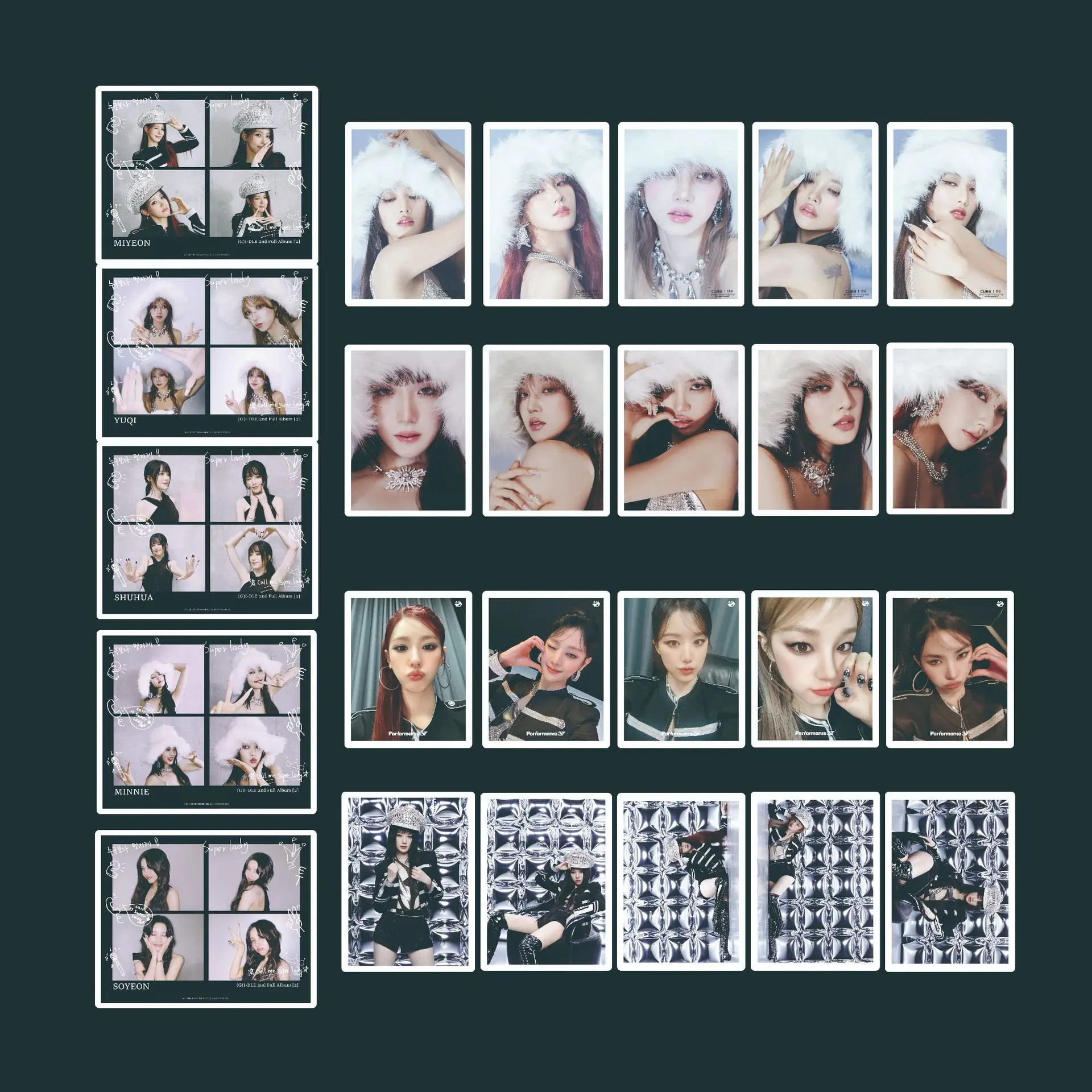 Imagem -02 - Kpop Gidle Adesivos à Prova Impermeável Água Pacote Super Senhora Álbum Photocard Etiqueta Adesivos Novo Álbum Foto Adesivos Decorações 100 Peças