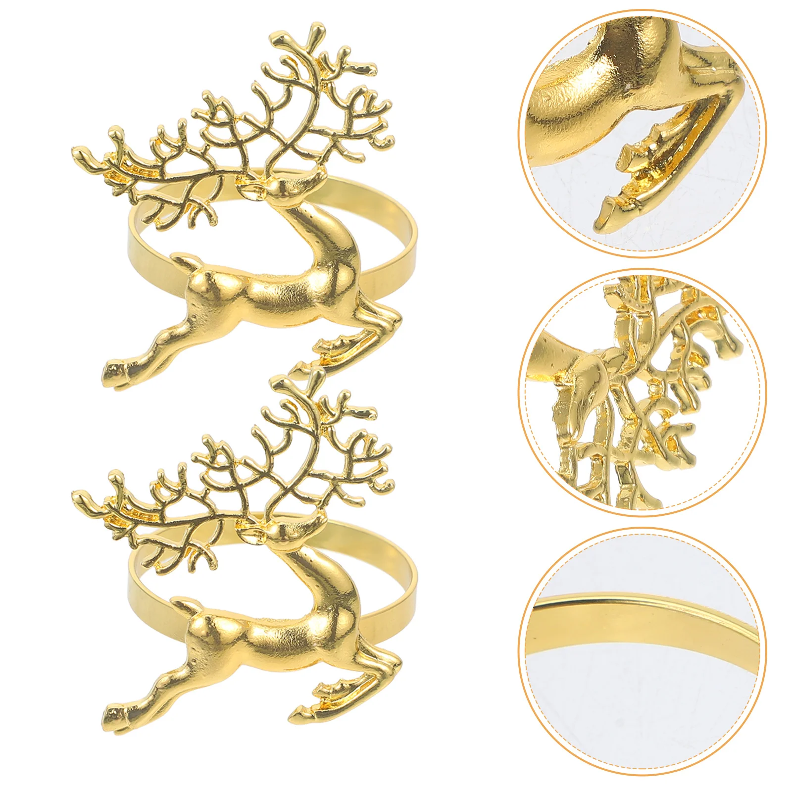 

6Pcs Christmas Napkin Holders Elk Shaped Napkin Buckles Fine Cut Detail Dining Table Decor for Xmas Party Use Table Decors