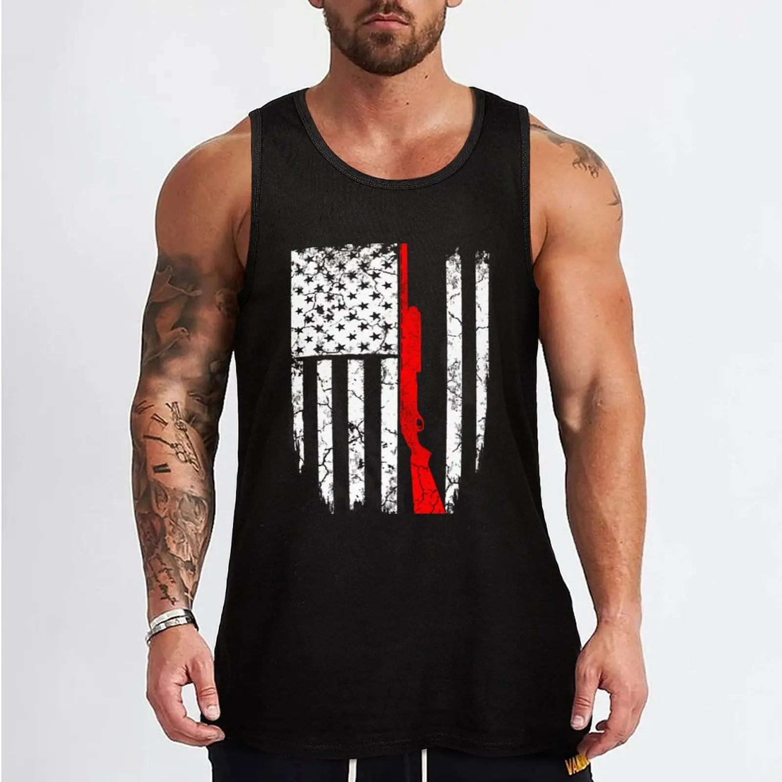 shotgun flag Tank Top mens designer clothes Men's clothes sleeveless Men's t-shirts