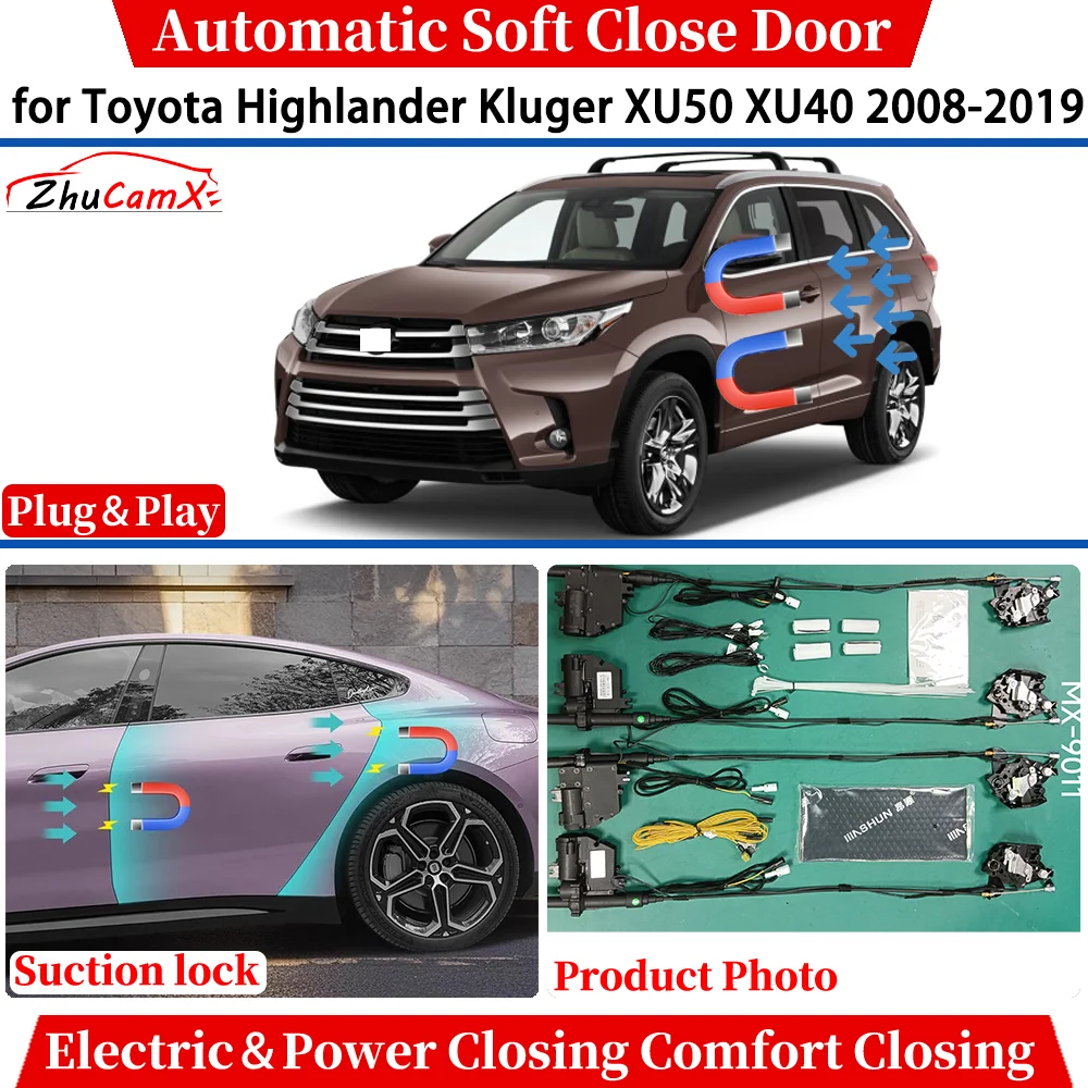 for Toyota Highlander Kluger XU50 XU40 2008-2019 Automatic Soft Close Door Electric Power Comfort Closing Suction lock System