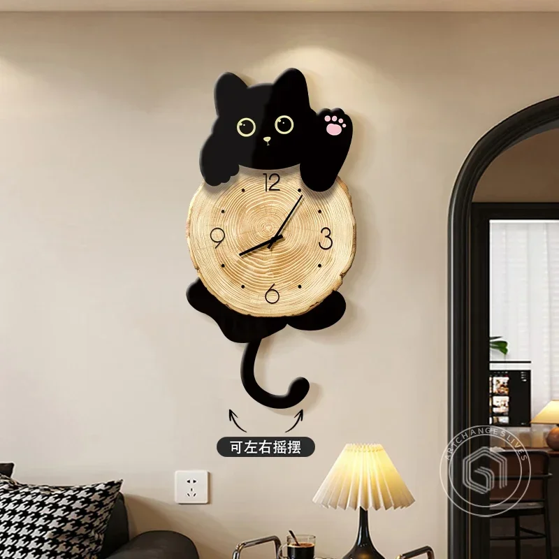 China Fashion Wall Clocks Cartoon Simple Creative Aesthetic Wooden Wall Watch Modern Art Mural Italian Wanduhr Home Decoration