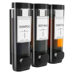 Triple Soap Dispenser Wall Mounted Shower Bath Shampoo Dispenser Removable Wall Shampoo and Liquid Soap Conditioner Dispenser