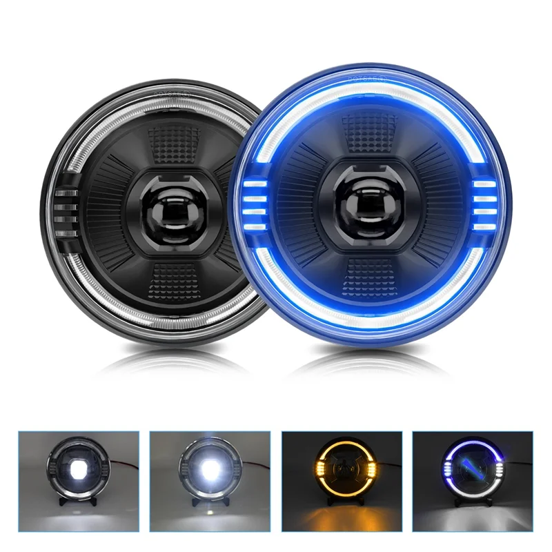 

L39A-7 Inch LED Headlights, Round Projector Headlamps With High Low DRL Turn Signal For Jeep Wrangler JK LJ CJ TJ