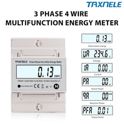 多機能エネルギーメーター,4線式双方向電圧計380V,3相,kwh,100a,50hz,60hz