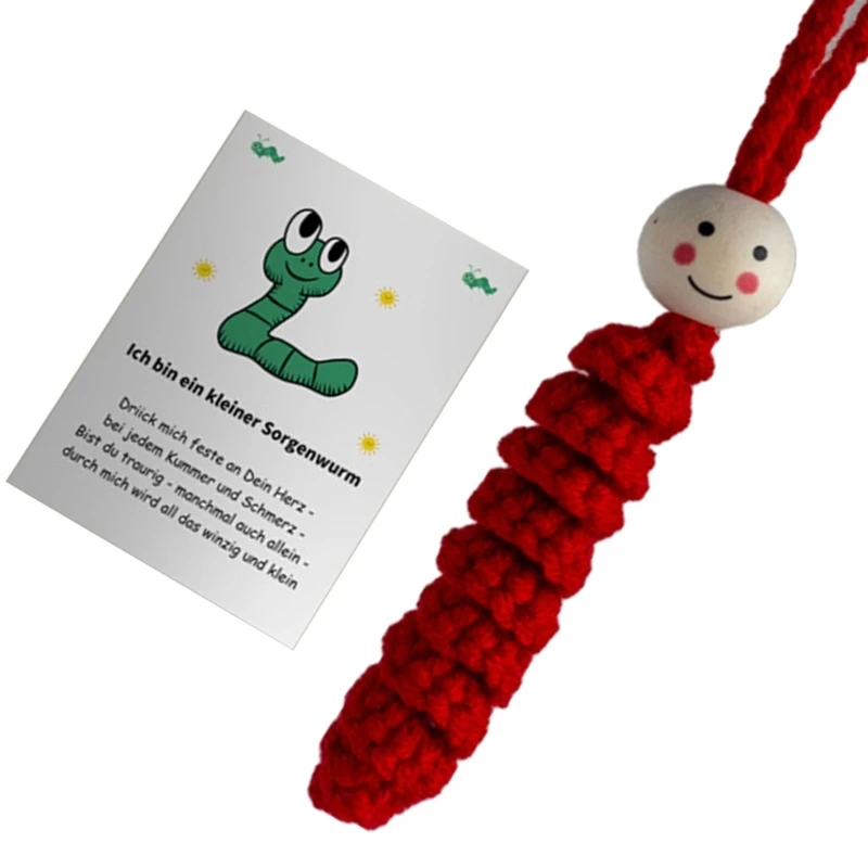 Comforting Hand Crocheted Worm Mental Wellness Crochet Worm Toy Card for Anxiety Release and Mindful Comfort Dropship